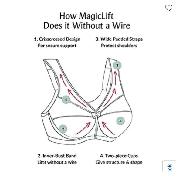 Glamorise Plus 42C Bra Magic Lift Embroidered Full Figure Wireless Bra 42C - Picture 7 of 12